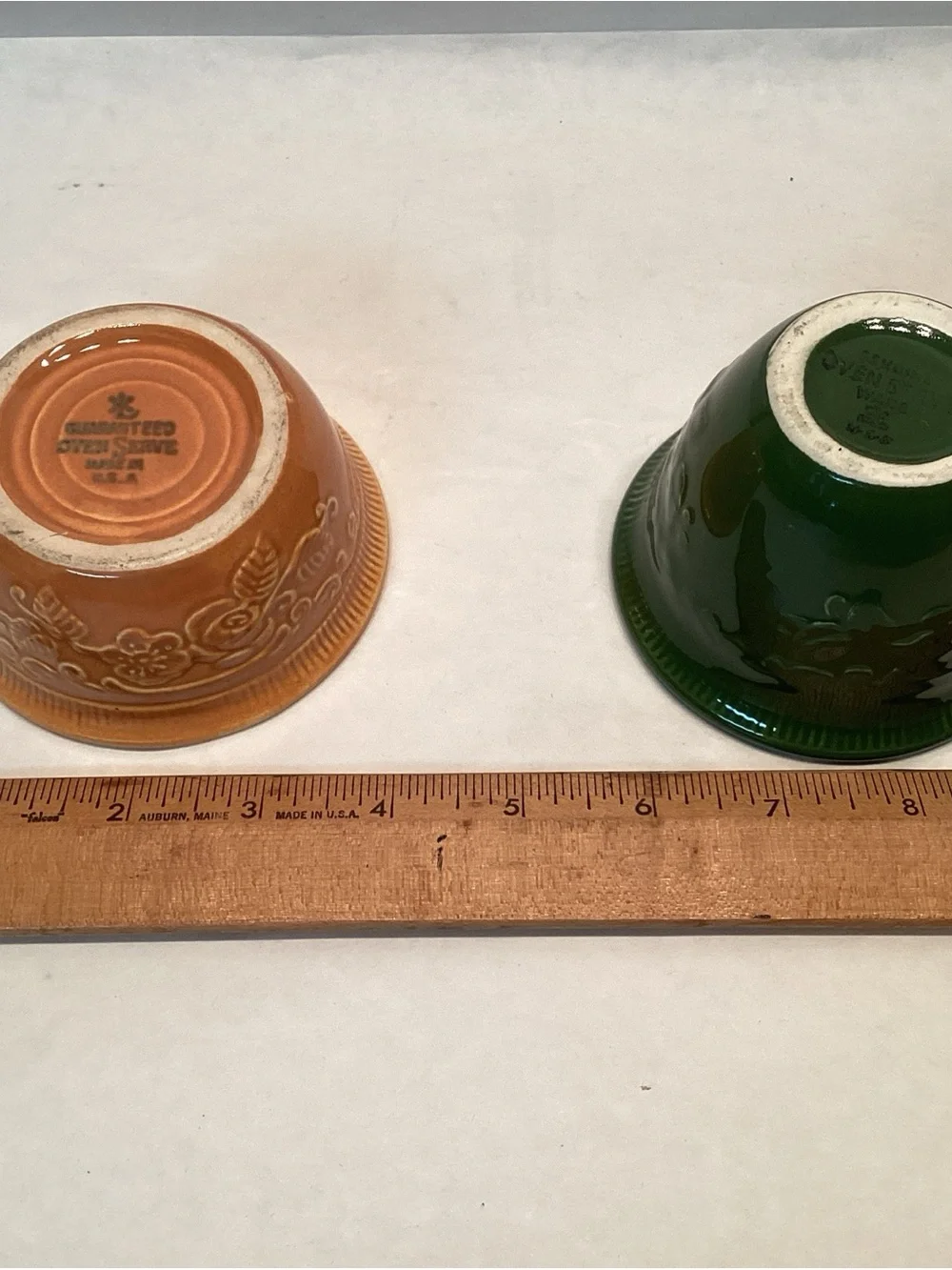 Vintage Homer Laughlin Custard Cups Oven Safe Ramekin Green Orange